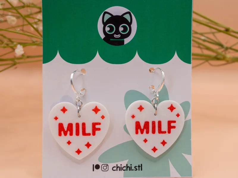 MILF EARRINGS - meme earrings with inscription 