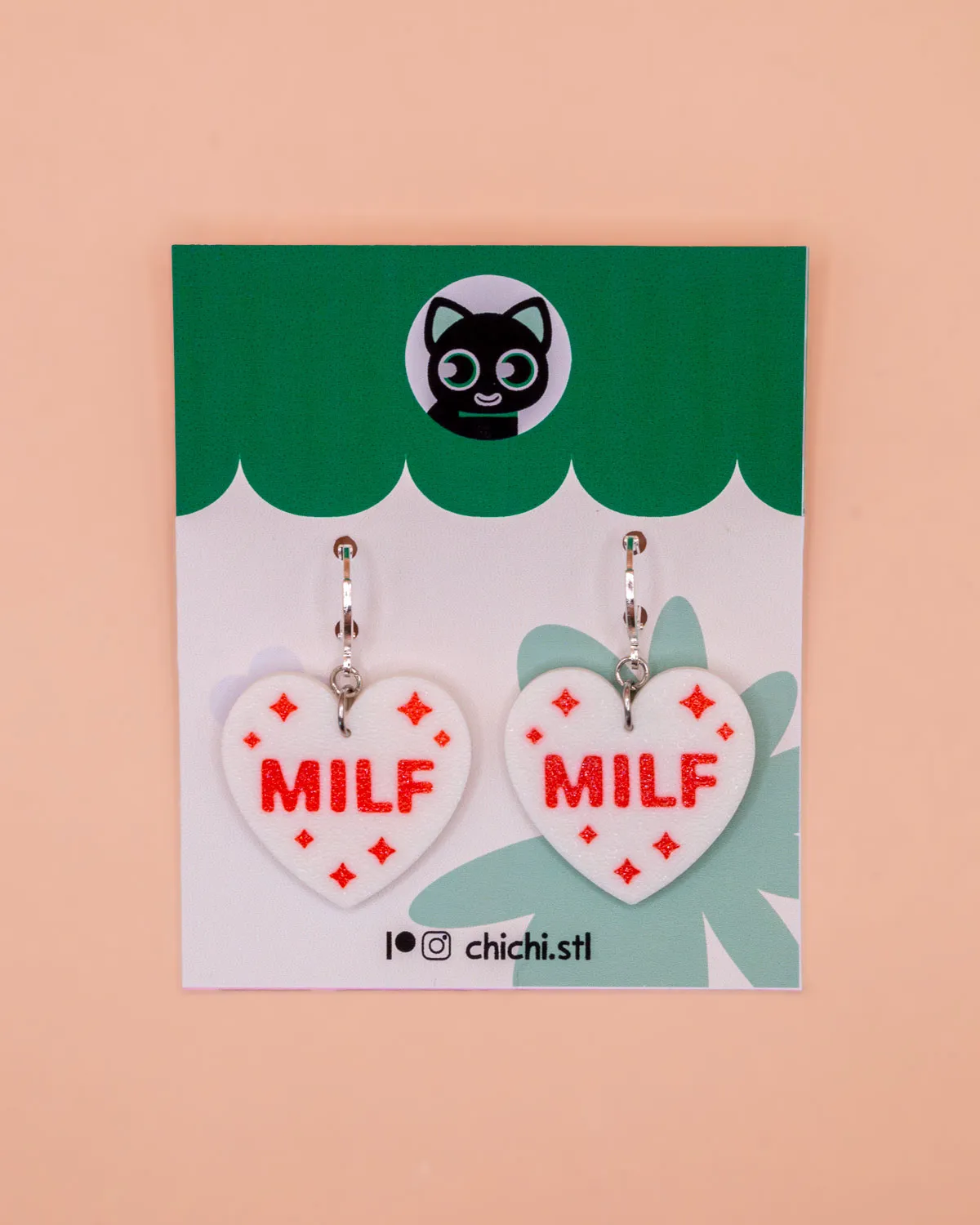 MILF EARRINGS - meme earrings with inscription view 4