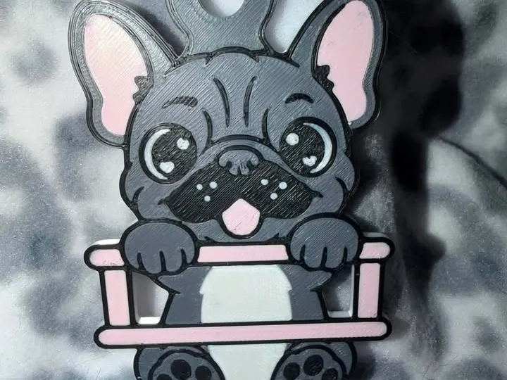 Accesorio para sujetar ligas de cabello: Frenchie Dog Hair Tie Holder Keychain. Referencia del modelo original.