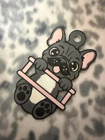 Accesorio para sujetar ligas de cabello: Frenchie Dog Hair Tie Holder Keychain — vista de referencia 3