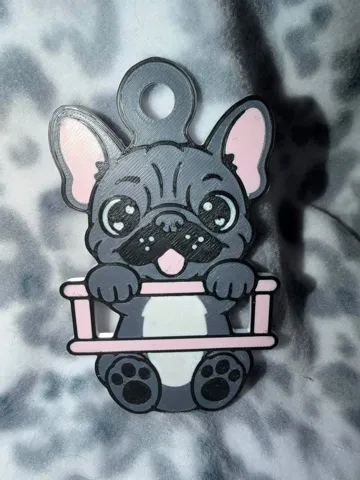 Accesorio para sujetar ligas de cabello: Frenchie Dog Hair Tie Holder Keychain — vista de referencia 2