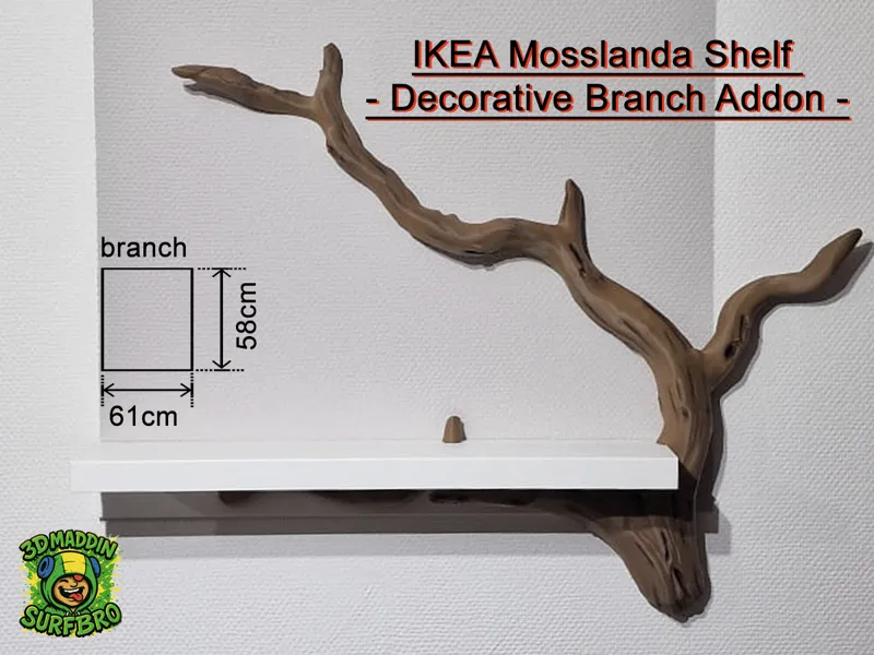 IKEA MOSSLANDA Shelf – Decorative Branch Addon