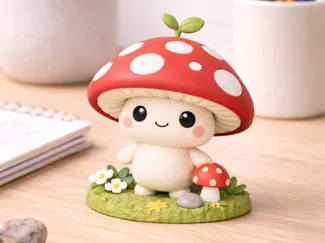Cute Mushroom Character Figurine – Easy 3D Print