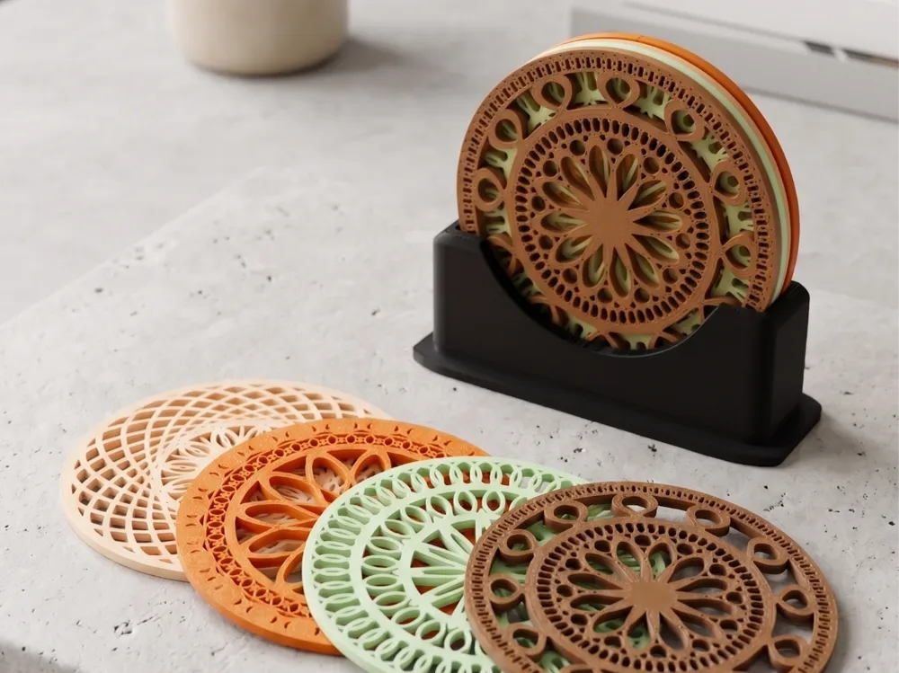 Soporte: Geometric Mandala Drink Holder Set. Referencia del modelo original.