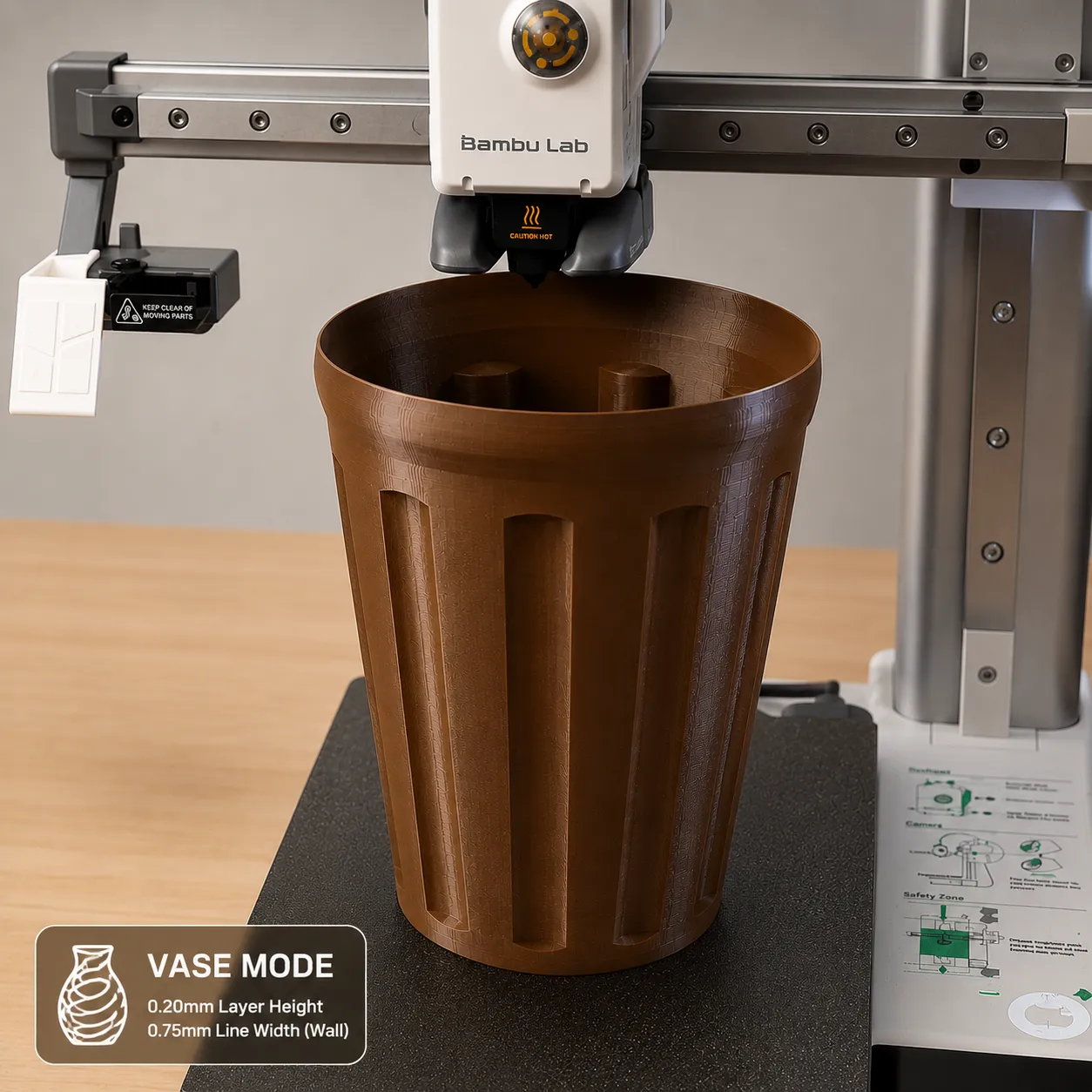 Filament Waste Bin / Desktop Trash Can – Vase Mode view 2