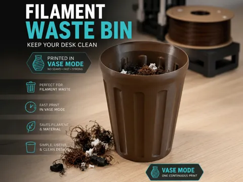 Filament Waste Bin / Desktop Trash Can – Vase Mode
