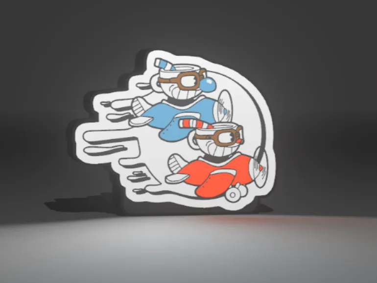 Lámpara LED 3D de Cuphead 