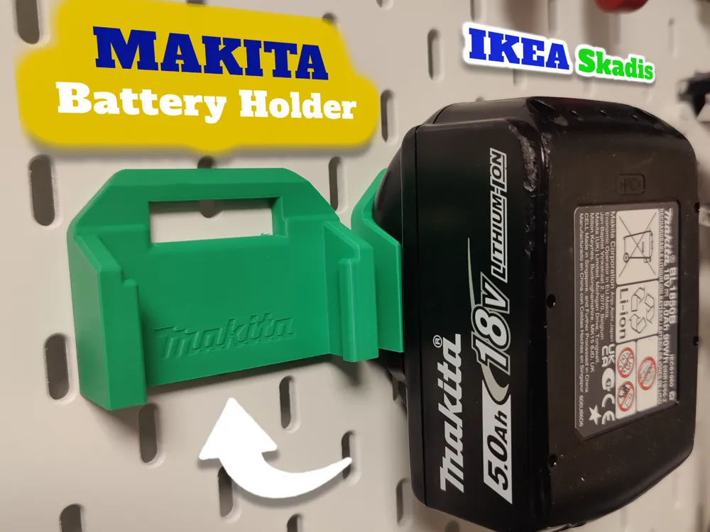 Makita 18V LXT Battery Holder For IKEA Skadis Free 3D Print Model makita-18v-lxt-battery-holder-for-ikea-skadis-free-3d-print-model