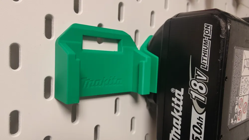 Makita 18V LXT Battery Holder For IKEA Skadis Free 3D Print Model makita-18v-lxt-battery-holder-for-ikea-skadis-free-3d-print-model