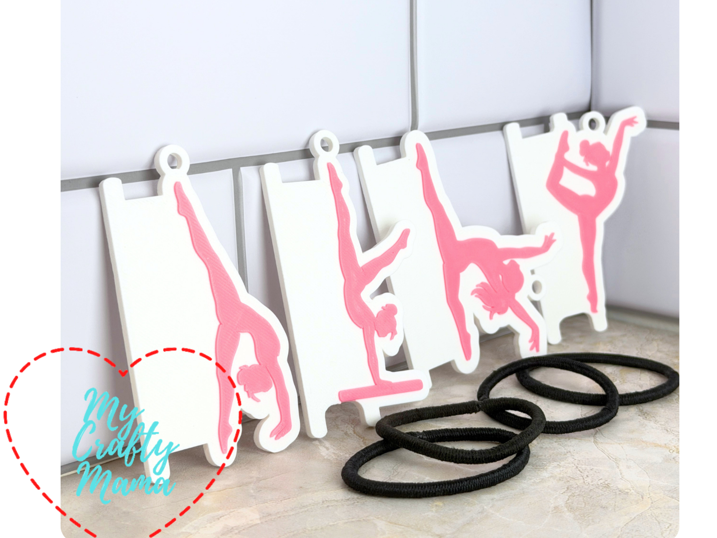 Set of 4 Gymnastic hair tie keychains - 1