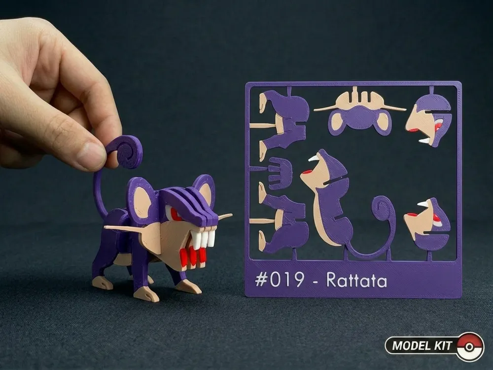 Figura decorativa: Pokemon #019 - Rattata kit card. Referencia del modelo original.