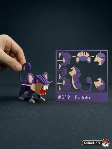 Figura decorativa: Pokemon #019 - Rattata kit card — vista de referencia 2