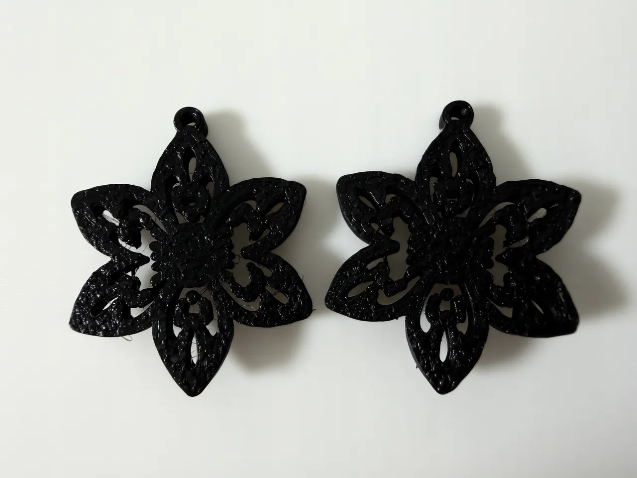 Elegant Black Filigree Flower Earrings view 3
