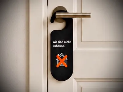 Door sign WE ARE NOT HOME 