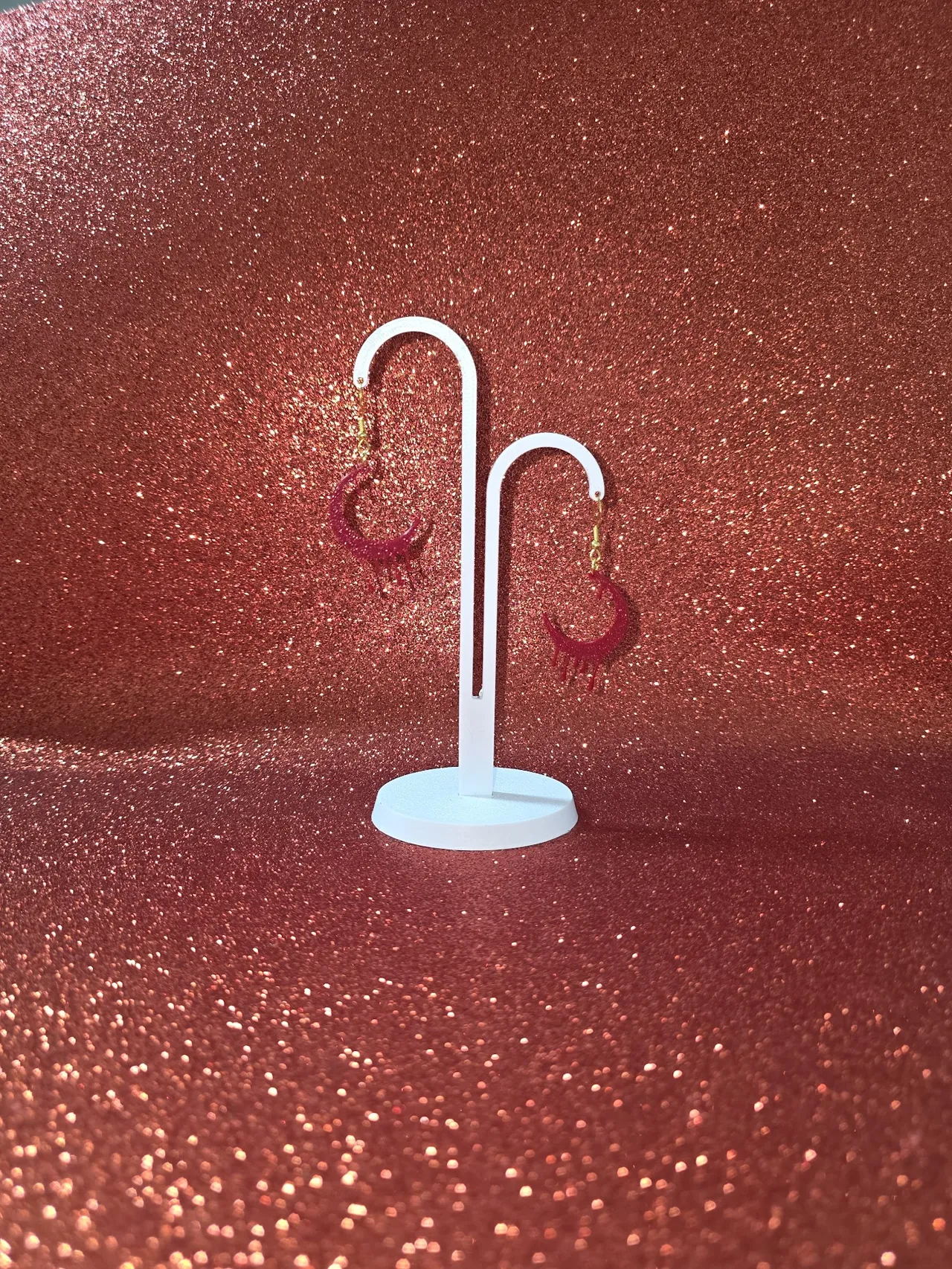 Dripping moon earrings view 3