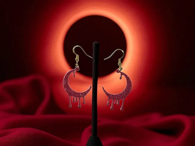 Dripping moon earrings