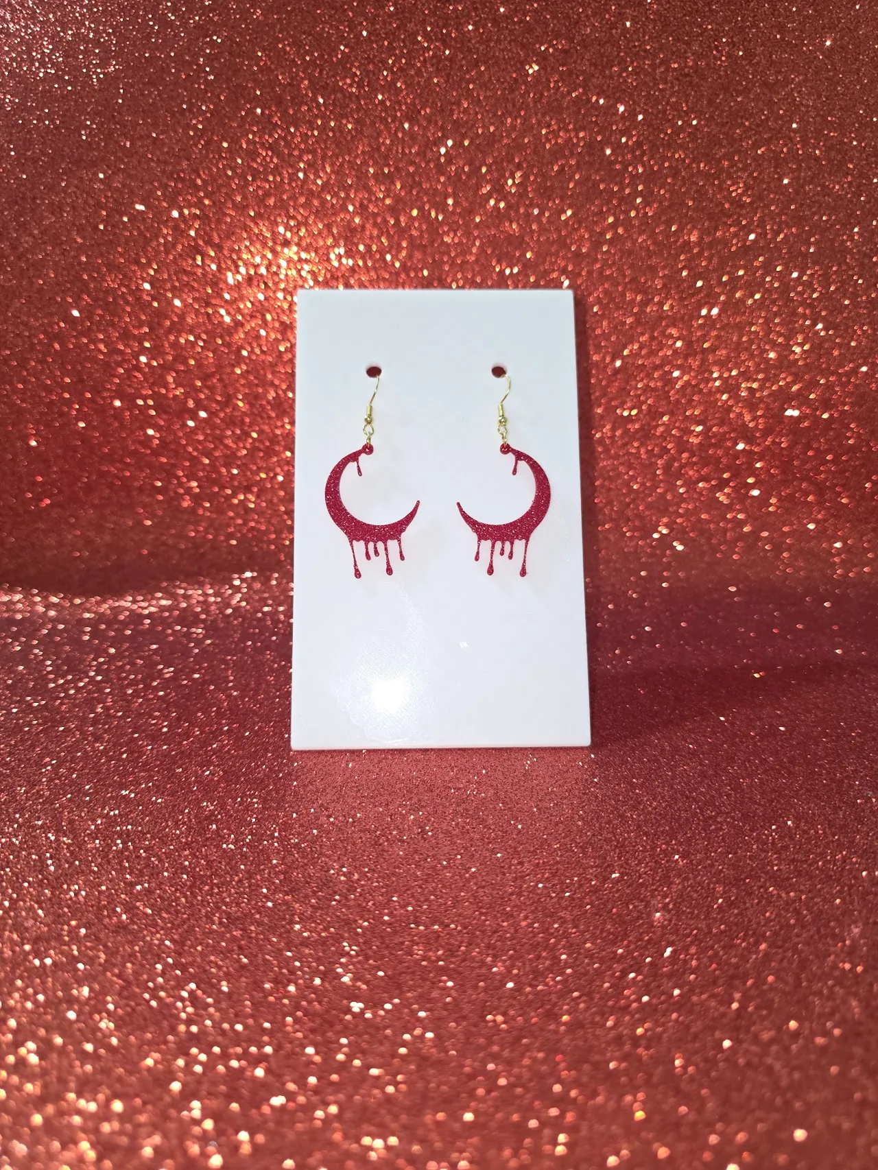Dripping moon earrings view 2