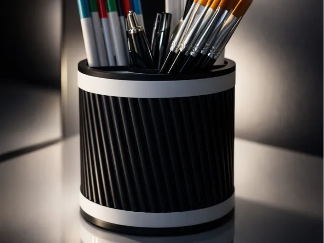 Modern Round Desk Organizer Minimal Ribbed Design