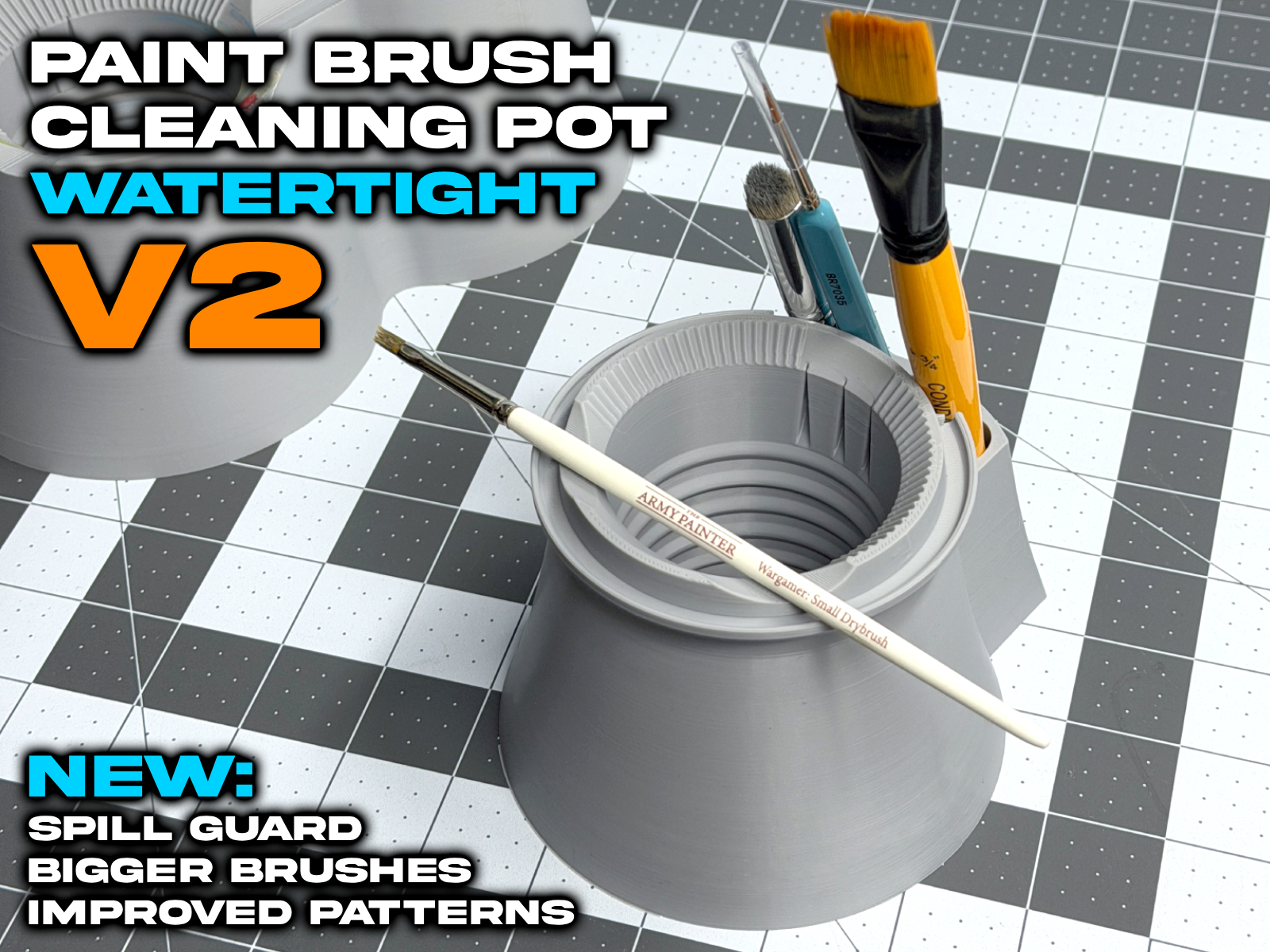 Miniatures Paint Brush Cleaning Pot v2- watertight - 3D printed Other Hobby & DIY, in stock in India