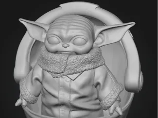 Baby Yoda in Cradle