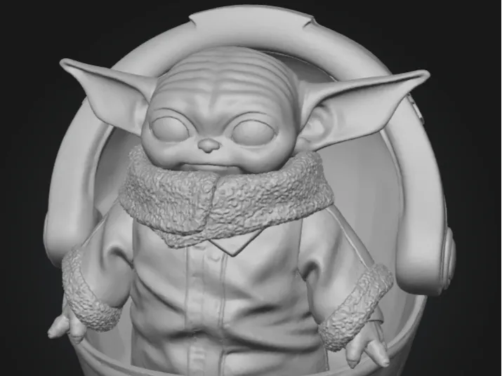 Baby Yoda in Cradle