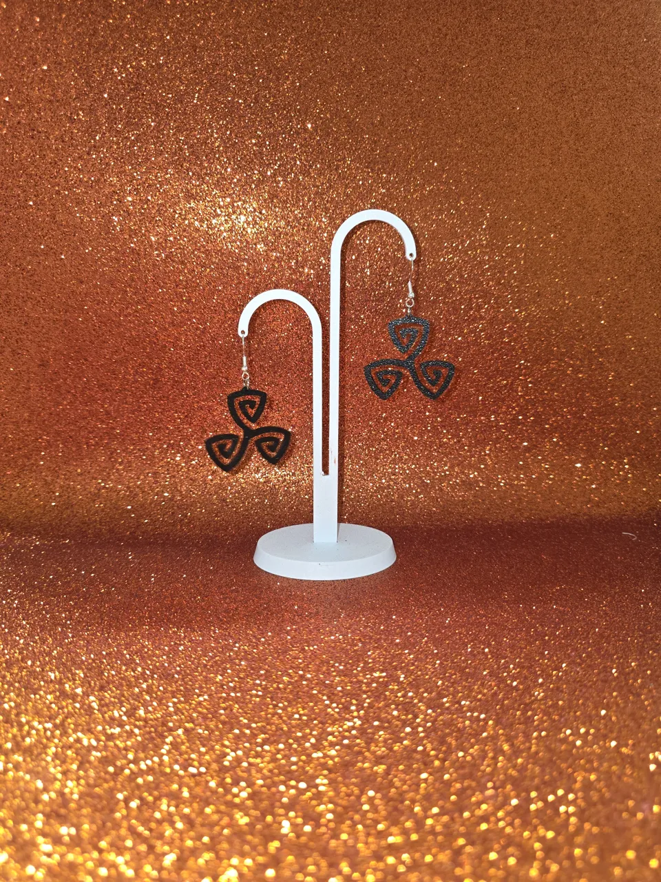Celtic triskele charm earrings view 3