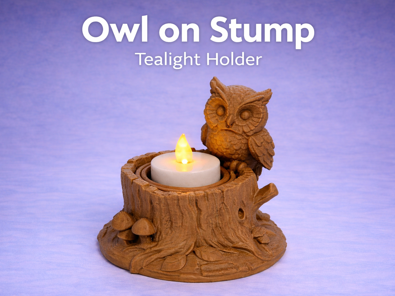 Cute Owl Stump LED Tealight Holder