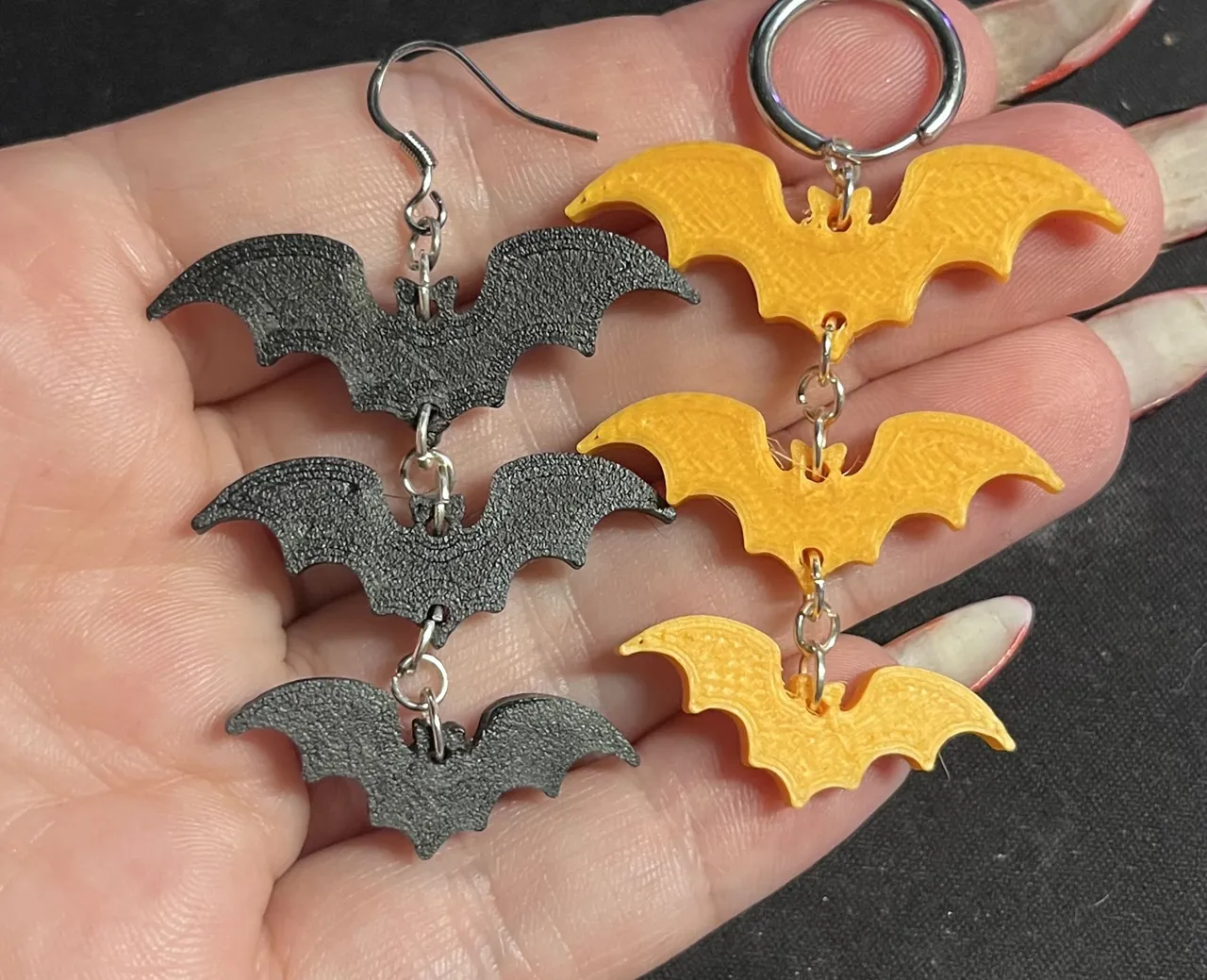Cute dangling bat earrings - stacked view 3