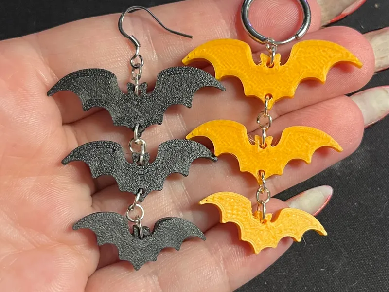 Cute dangling bat earrings - stacked