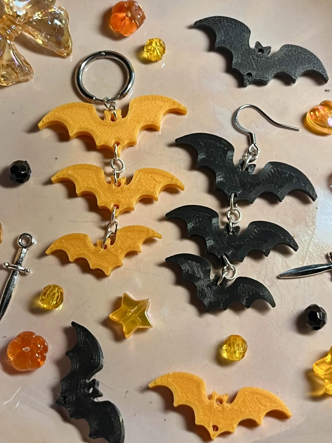 Cute dangling bat earrings - stacked view 2