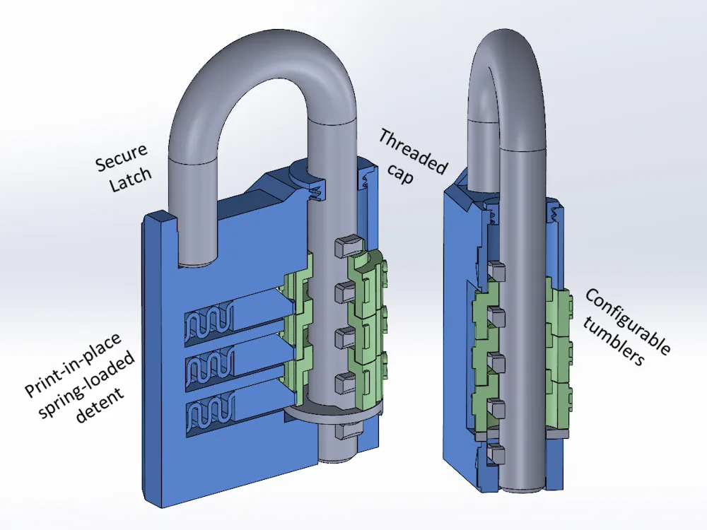 V2 Combination Padlock - 3 or 4 digit code - Free 3D Print Model ...
