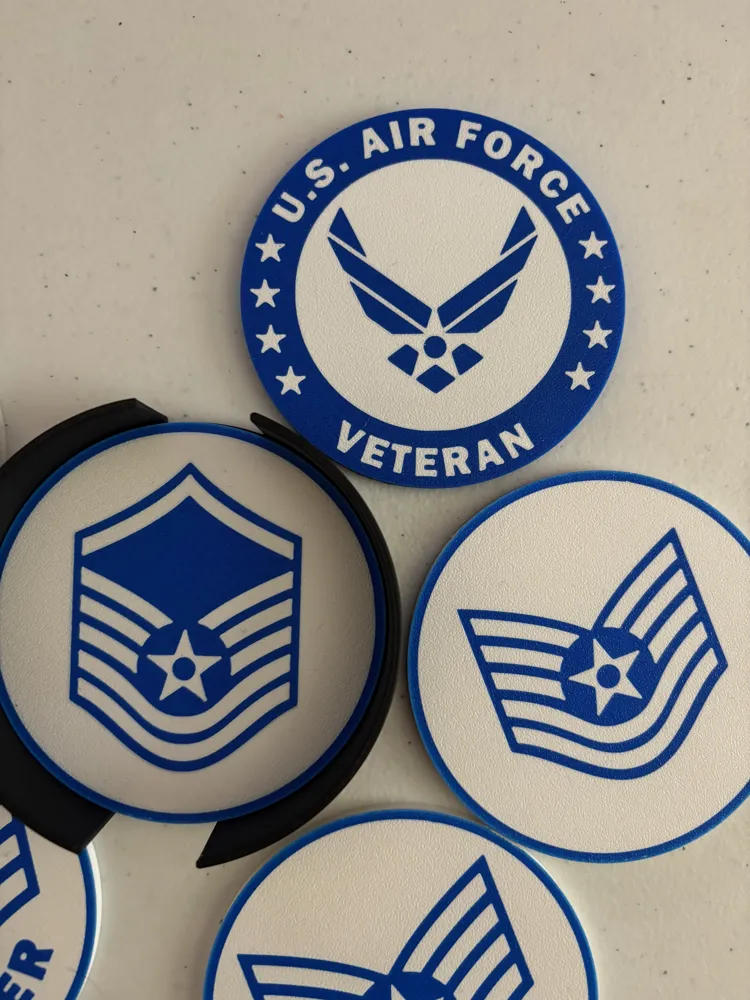 Usaf Coasters US Air Force Rank Coasters E4-E9 & Veterans - Free 3D Print Model ...