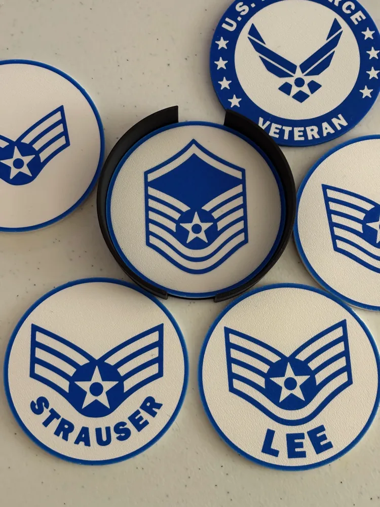 Usaf Coasters US Air Force Rank Coasters E4-E9 & Veterans - Free 3D Print Model ...