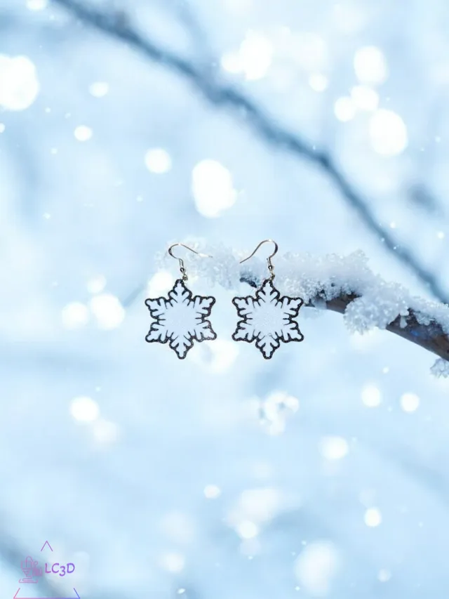 Black and white snowflake earrings