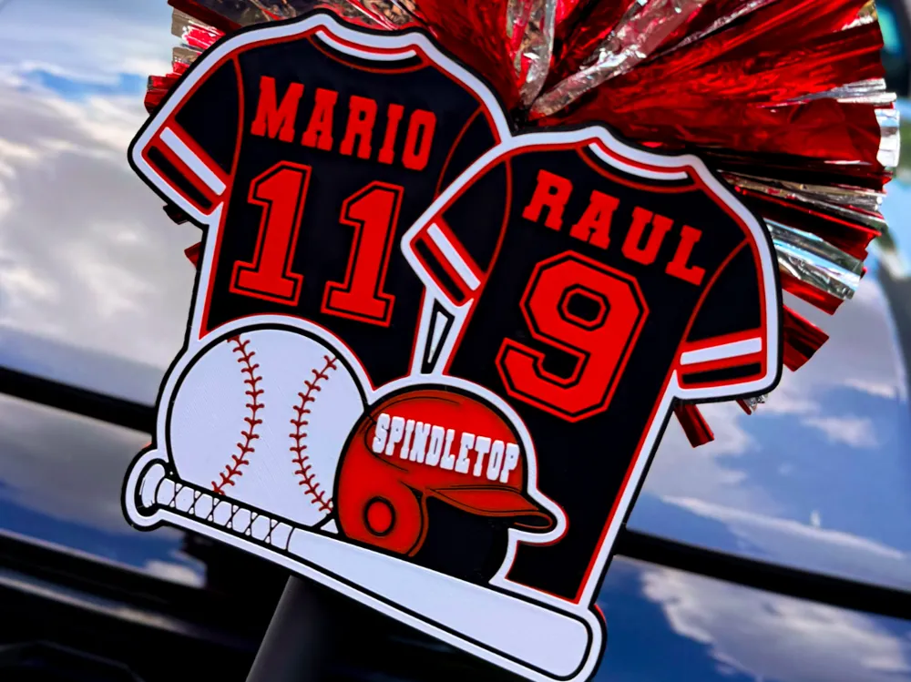 Pieza para disfraz o exhibición: DOUBLE BASEBALL JERSEY TEMPLATE SPIRIT STICK. Referencia del modelo original.