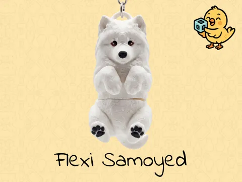 Samoyed Dog Keychain – Articulated Flexi Toy Cute