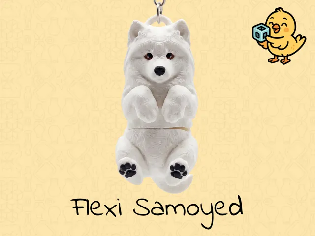 Samoyed Dog Keychain – Articulated Flexi Toy Cute