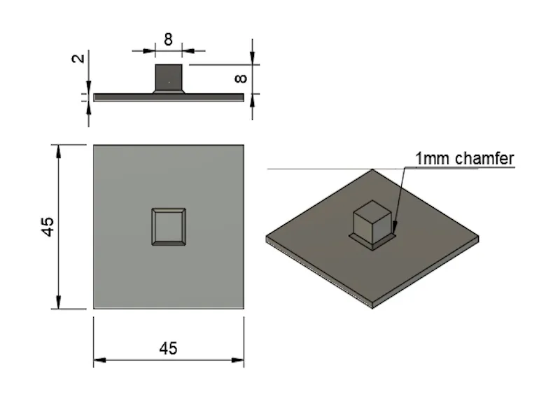 45mm square lid with tab