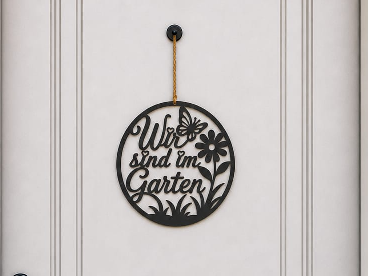 Türschild Wir sind im Garten Blumen Kreis