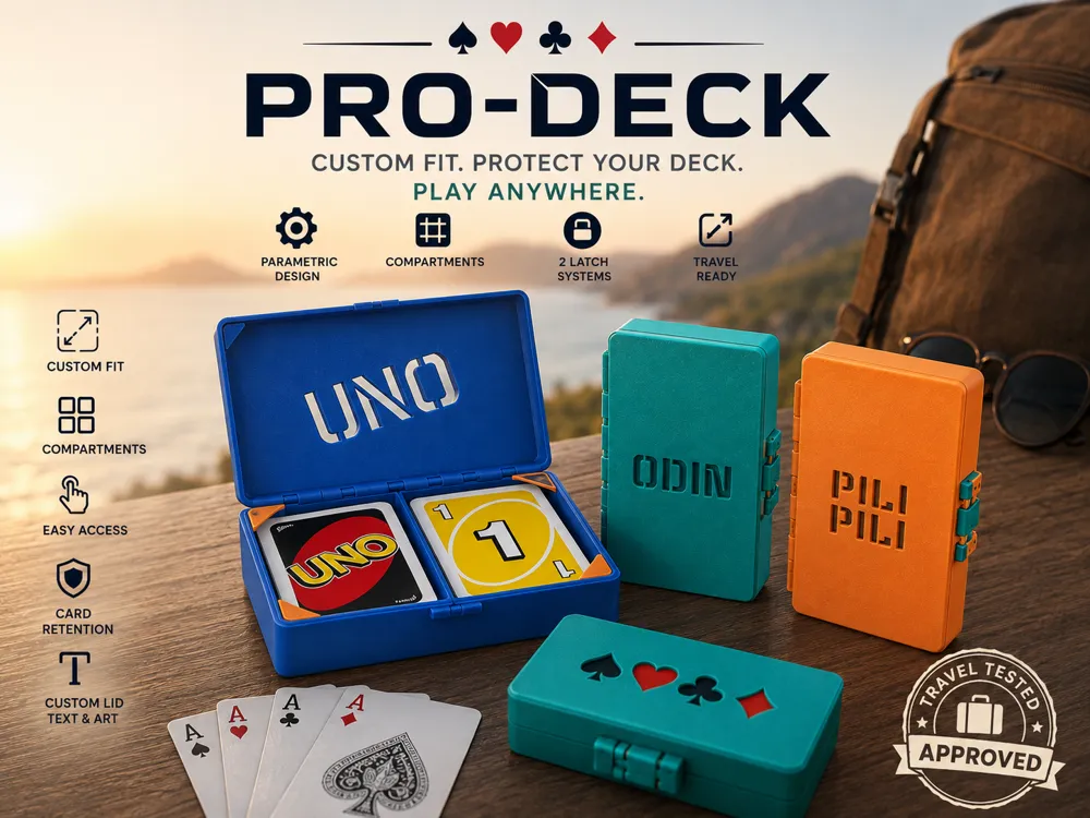 Caja o estuche: Parametric Playing Card Box - Custom Deck size. Referencia del modelo original.