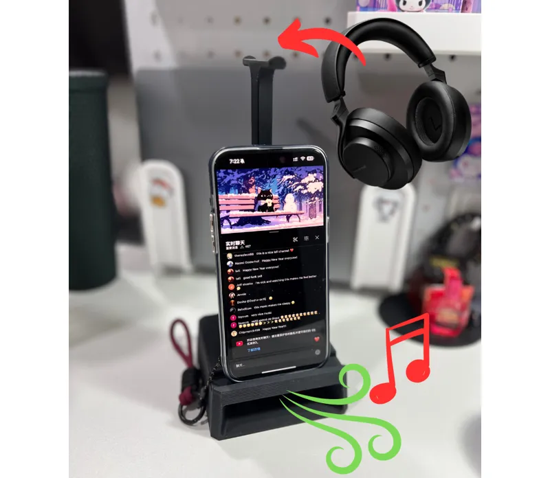 Phone Speaker Stand + Headphone Holder