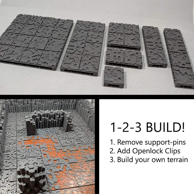 Volcanic cavern tiles (OpenLOCK system) - Free 3D Print Model - MakerWorld