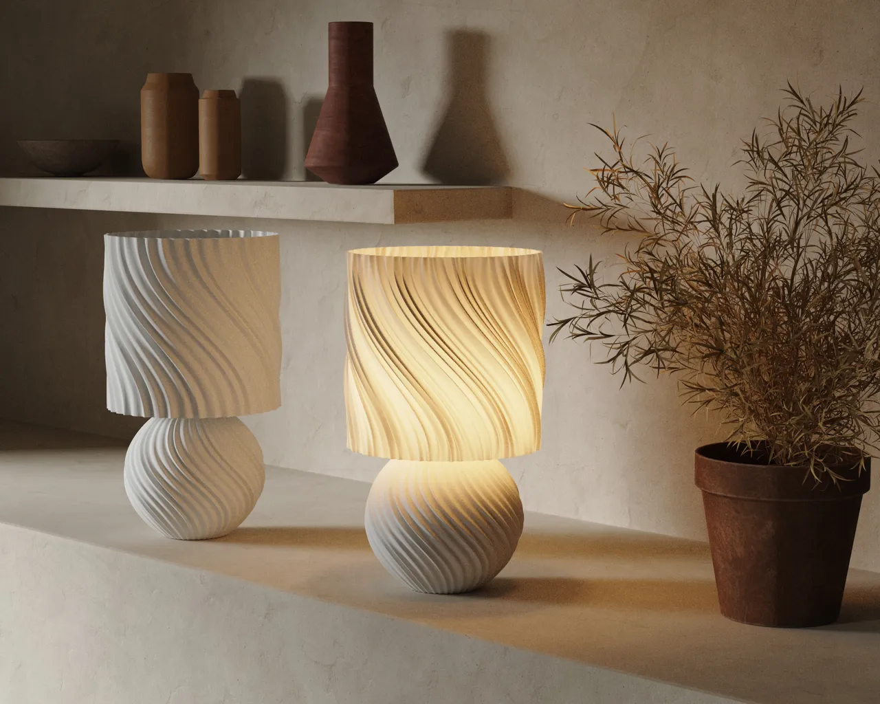 STONED LAMP — Japandi Ambient Wave Table Lamp view 2