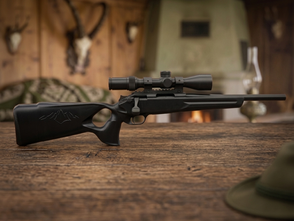 Slightly downscaled small modern toy hunting rifle