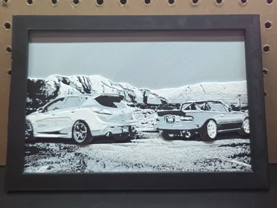 Mazdaspeed3 and Mazda Miata - HueForge Canvas Art