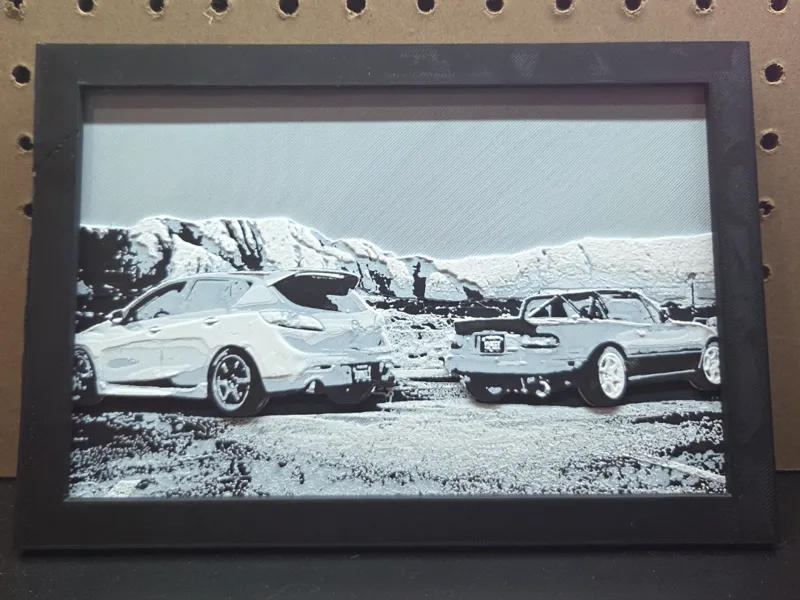 Mazdaspeed3 and Mazda Miata - HueForge Canvas Art