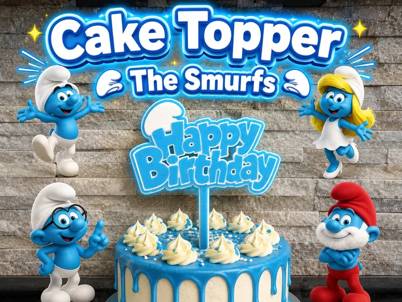 Happy Birthday Cake Topper The Smurfs Style