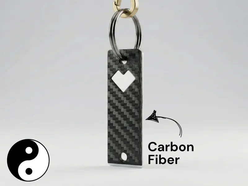 Carbon Fiber Heart Keychain (Yin & Yang) [No AMS]