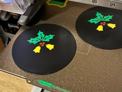 Christmas / Festive Coaster with Bells and Holly