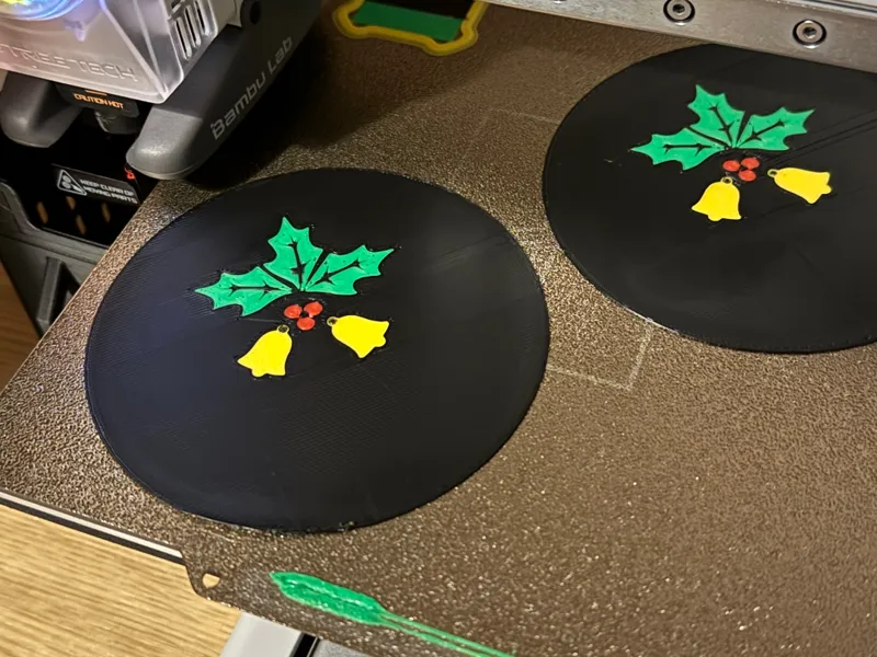 Christmas / Festive Coaster with Bells and Holly